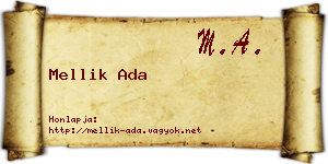 Mellik Ada névjegykártya